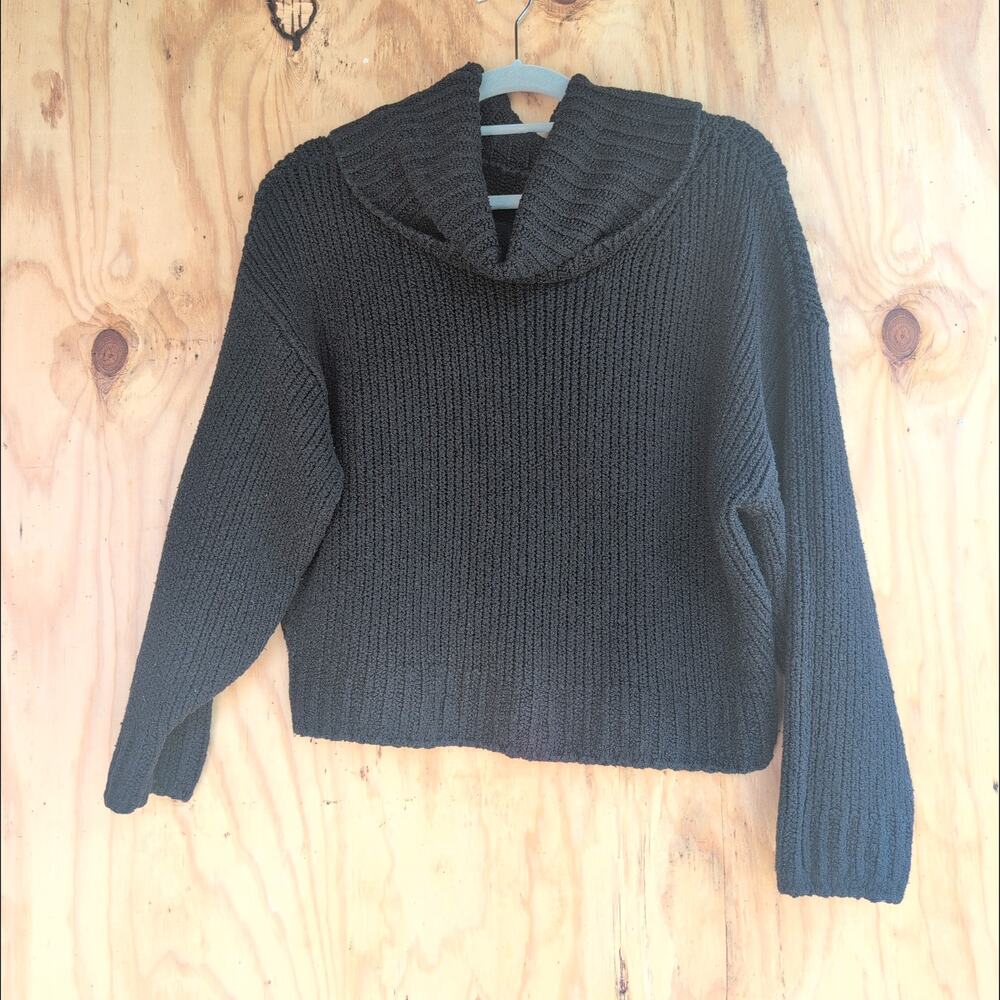Anthropologie Pilcro FunnelNeck DropShoulder Cropped Pullover Chenille Women's S